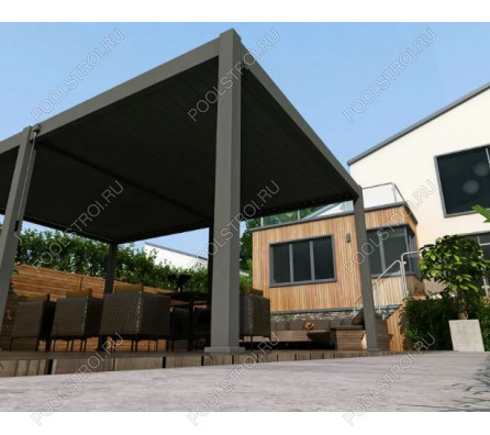 Пергола Aquaviva Авангард с креп. к стене (ламели с электропр.) 4X3.6м RAL 7015 (Антрацит)